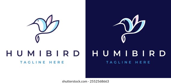 Inspiración de diseño de logotipo de arte de línea de colibrí. Líneas limpias Abstractas simples y elegantes del pájaro volador de Colibri para la belleza y la identidad empresarial creativa. Ilustración vectorial del logotipo del colibrí