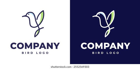 Hummingbird Line Art Logo Design Inspiration. Simple and Elegant Hummingbird Colibri Flying Bird Abstract Clean Lines for Nature and Creative Business Identity. Hummingbird Logo vector Illustration