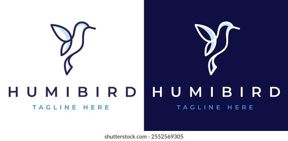 Inspiración de diseño de logotipo de arte de línea de colibrí. Líneas limpias Abstractas simples y elegantes del pájaro volador de Colibri para la belleza y la identidad empresarial creativa. Ilustración vectorial del logotipo del colibrí