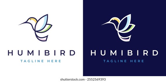 Inspiración de diseño de logotipo de arte de línea de colibrí. Líneas limpias Abstractas simples y elegantes del pájaro volador de Colibri para la belleza y la identidad empresarial creativa. Ilustración vectorial del logotipo del colibrí