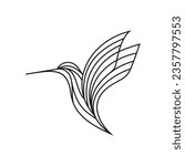 Hummingbird line icon template. Modern linear bird logo concept. Spring beauty brand identity illustration. Beautiful minimalist nature label vector design.