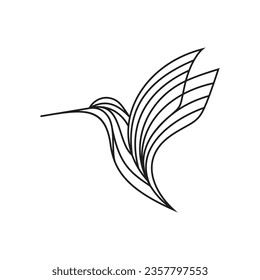 Hummingbird line Symbol Vorlage. Modernes lineares Vogel-Logo-Konzept. Frühlingsmarken-Identitätsgrafik. Schönes minimalistisches Naturetikett, Vektordesign.