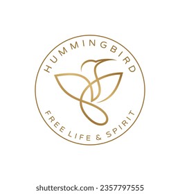 Hummingbird line Symbol Vorlage. Modernes lineares Vogel-Logo-Konzept. Frühlingsmarken-Identitätsgrafik. Schönes minimalistisches Naturetikett, Vektordesign.