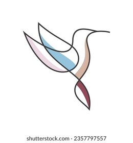 Hummingbird line Symbol Vorlage. Modernes lineares Vogel-Logo-Konzept. Frühlingsmarken-Identitätsgrafik. Schönes minimalistisches Naturetikett, Vektordesign.