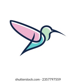 Hummingbird line Symbol Vorlage. Modernes lineares Vogel-Logo-Konzept. Frühlingsmarken-Identitätsgrafik. Schönes minimalistisches Naturetikett, Vektordesign.