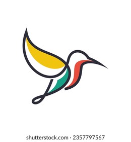 Hummingbird line Symbol Vorlage. Modernes lineares Vogel-Logo-Konzept. Frühlingsmarken-Identitätsgrafik. Schönes minimalistisches Naturetikett, Vektordesign.