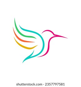 Hummingbird line Symbol Vorlage. Modernes lineares Vogel-Logo-Konzept. Frühlingsmarken-Identitätsgrafik. Schönes minimalistisches Naturetikett, Vektordesign.