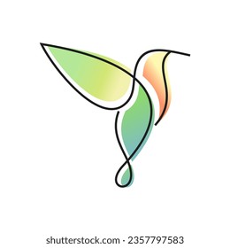 Hummingbird line Symbol Vorlage. Modernes lineares Vogel-Logo-Konzept. Frühlingsmarken-Identitätsgrafik. Schönes minimalistisches Naturetikett, Vektordesign.