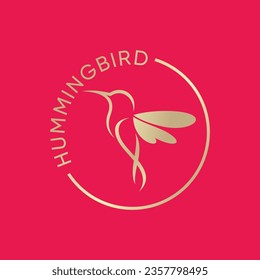 Hummingbird line Symbol Vorlage. Modernes lineares Vogel-Logo-Konzept. Frühlingsmarken-Identitätsgrafik. Schönes minimalistisches Naturetikett, Vektordesign.