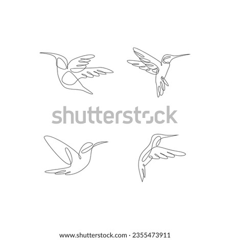 hummingbird line illustration template single continous line