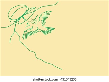 Hummingbird line logo flat vector. Isolated vector.