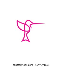 hummingbird line logo icon design vector illustration. Colibri logo.