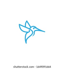 hummingbird line logo icon design vector illustration. Colibri logo.