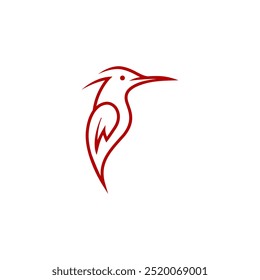 Ilustración vectorial roja del diseño del icono del logotipo de la línea del colibrí. Logo de Colibri.