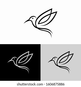 Hummingbird Line Logo Icon Designs