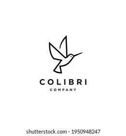 hummingbird line logo vector, abstract colibri bird icon logo vector illustration in trendy line outline art style