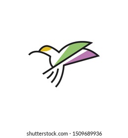 hummingbird line logo-vector design illustration 