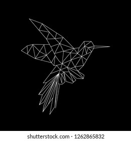 hummingbird linear abstraction. Ideal for tattoos, web backgrounds, surface textures, textiles.
