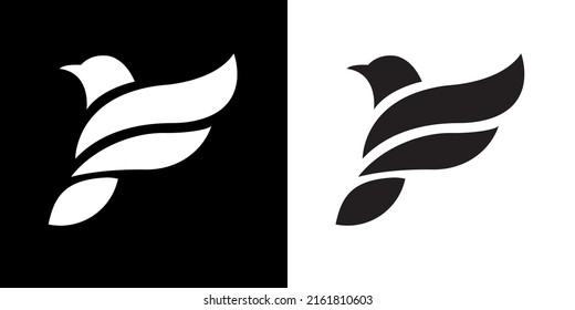 Hummingbird logo. Bird in flight. A fluttering bird in the sky. Colibri flapping its wings