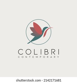 Logo de Hummingbird. Diseño de símbolos de aves, colibrí contemporáneo, logotipo de colibri