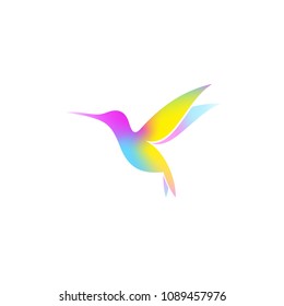 Hummingbird. Logo. Bright bird on white background. Vector illustration EPS10. Creative animal