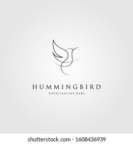 hummingbird logo colibri line art vector icon emblem design illustration