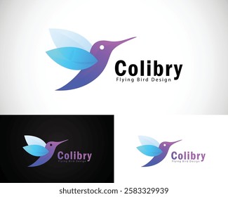 Hummingbird Logo - Colorful Bird Logo Art Design