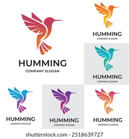 Logotipo Hummingbird - Colorido E Gradiente Modelo De Logotipo Bird