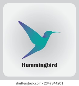 Hummingbird logo design with gradient blue color