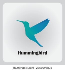 Hummingbird logo design with gradient blue color
