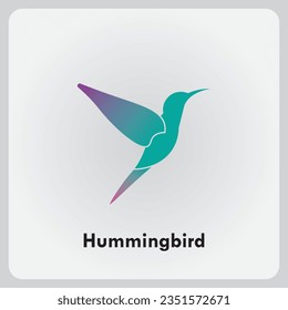 Diseño del logo de Hummingbird con color azul gradiente