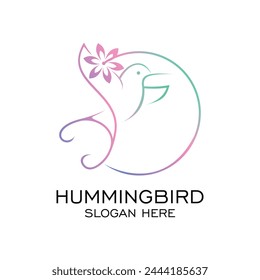 Hummingbird Logo Design Simple Concept Premium Vektorgrafik