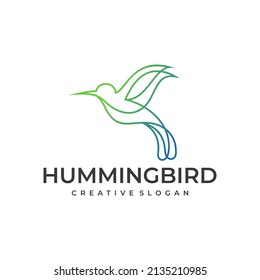 hummingbird logo design vector with full line and color styles
