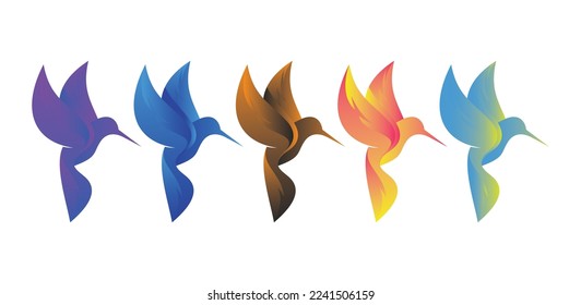 Plantilla de símbolo del icono del vector del logotipo de Hummingbird. Ilustración del vector Hummingbird