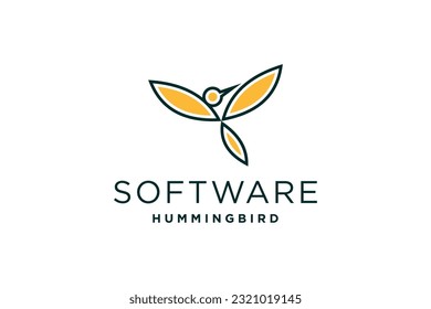 hummingbird logo design vector template. Minimalistic Bird design