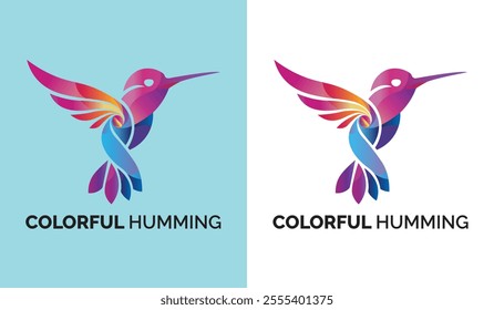 Hummingbird logo design vector template, colorful flying bird logo design for your business, vector flying bird logo illustration with gradient colorful style