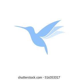 Hummingbird logo. Flying hummingbird on white background. Vector illustration EPS. Small bird icon