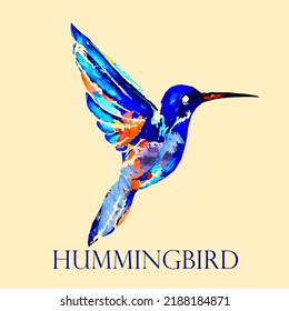 Hummingbird logo. Flying wings, freedom concept. Beautiful watercolor animal silhouette isolated on light background. Flight icon. Elegant, decorative style graphic illustration emblem.