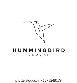 Hummingbird Logo or Icon with Line Art Style Illustration
