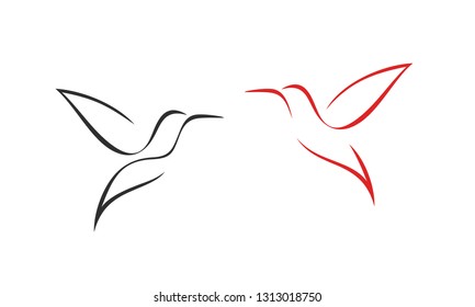 Hummingbird logo. Isolated hummingbird on white background. Outline

