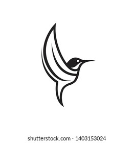 Hummingbird logo with leaf style and design inspiration isolated on white background