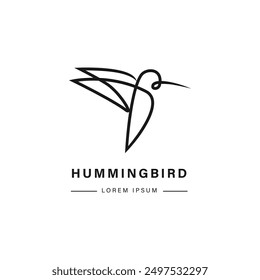Hummingbird logo with line style 
