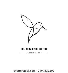 Hummingbird logo with line style 