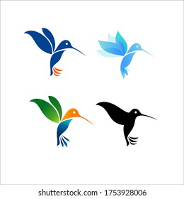 hummingbird logo outline monoline vector icon illustration