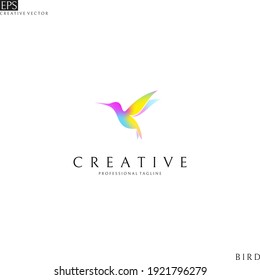 Hummingbird Logo Template. Colorful Bird