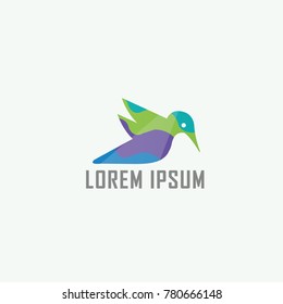 hummingbird logo template , colorful icon