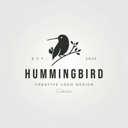 Hummingbird Logo Vector Icon Symbol Illustration Design, Little Bird Silhouette Logo Design