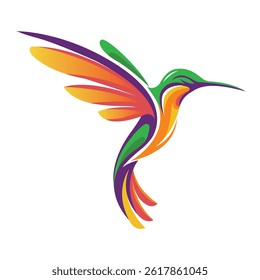 Vector de logotipo de colibrí color vibrante