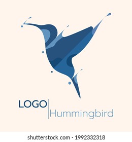 Hummingbird logo vector water cut style