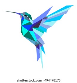 Hummingbird. low poly hummingbird. Colibri.